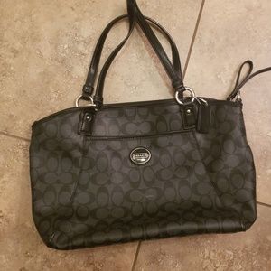 Coach Handbag Medium Black Satchel Monogram